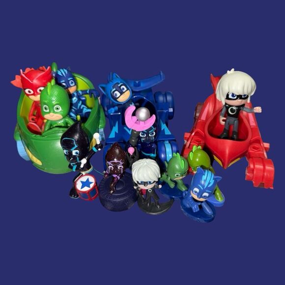 Pj Mask Cars Vehicles Luna Girl, Night Ninja, Gekko, Owlet Cake Toppers Figures - Picture 1 of 6